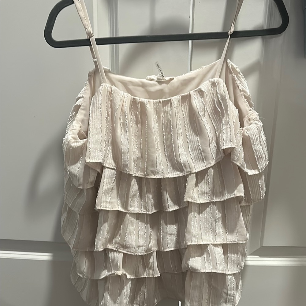 Entro Cream Ruffled Tiered Camisole